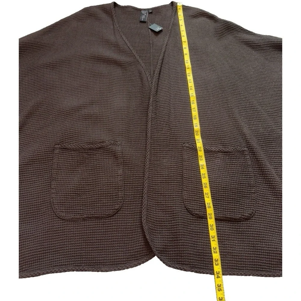 NEW Focus‎ Casual Life Open Cardigan Waffle Size Med Pockets Pre Shrunk Brown - Picture 5 of 9